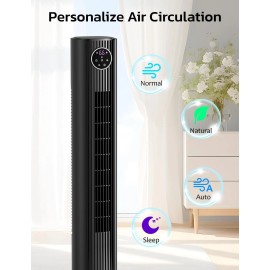Tower Fan for Bedroom,90° Oscillating Fan with 12H Timer,37”Stand