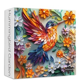 Hummingbird 1000 Piece Puzzle for Adults, PICKFORU Bird Flower Jigsaw Puzzle 1000 Pieces, Quilling Paper Cut Art Puzzle, Challenging Floral Garden Puzzle as Wall Decor