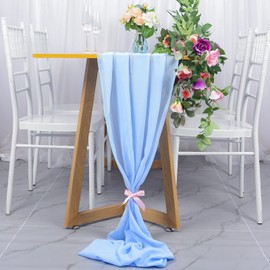Chiffon Table Runner 29x120 Inches Baby Blue Wedding Table Runners Fabric Table Overlay Long Table Runner for Banquet Decor Chiffon Runners for Party Voile Sheer Fabric Drapes
