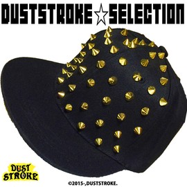 Dust Stroke Studded Spiky Snapback Cap, Rock, Street, Casual, Punk Hat, Men's, Women's, Men and Women, black (studded gold)