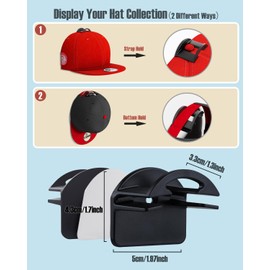MSKEI Adhesive Hat Hooks for Wall - 2 Different Ways Hat Racks to Organize & Display Baseball Caps, Hat Wall Hanger, Hat Organizer Rack for Men (Black, 12 pack)