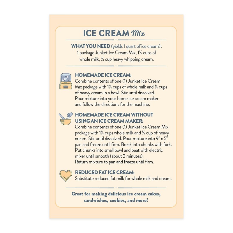 Junket Ice Cream Mix Bundle - 4 Vanilla, 4 Chocolate,