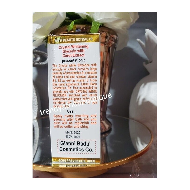 Crystal white X 1 Bottle. Crystal Glycerin With Carrot Extracts
