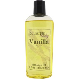 Vanilla Massage Oil, 8 oz, With Sweet Almond Oil and Jojoba Oil, Preservative Free, Perfect for Aromatherapy and Relaxation