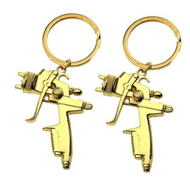 2 PCS Spray Paint Gun Gold Metal Key Chain Ring Keychain Water Spray Gun Quality Business Zinc Alloy Keychain Fashion Keyfob Key Ring