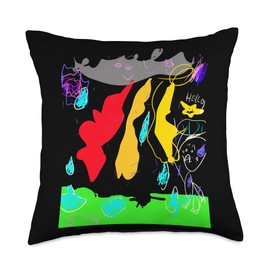 SYH kid's art The Lightning hit The Ground and The Man Throw Pillow, 18x18, Multicolor