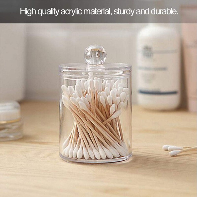 Chanmee Cotton Swab Container, Acrylic Cotton Ball Holder with Lid,