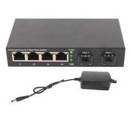 SFP Fiber Switch 6 Ports 10 100 1000M Self Adaptive LED Indicator Ethernet Optical Switch for Office Network 100‑240V UK Plug