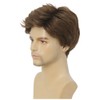 Siudus Men's Brown Short Wig Straight Side Part Layer Natural