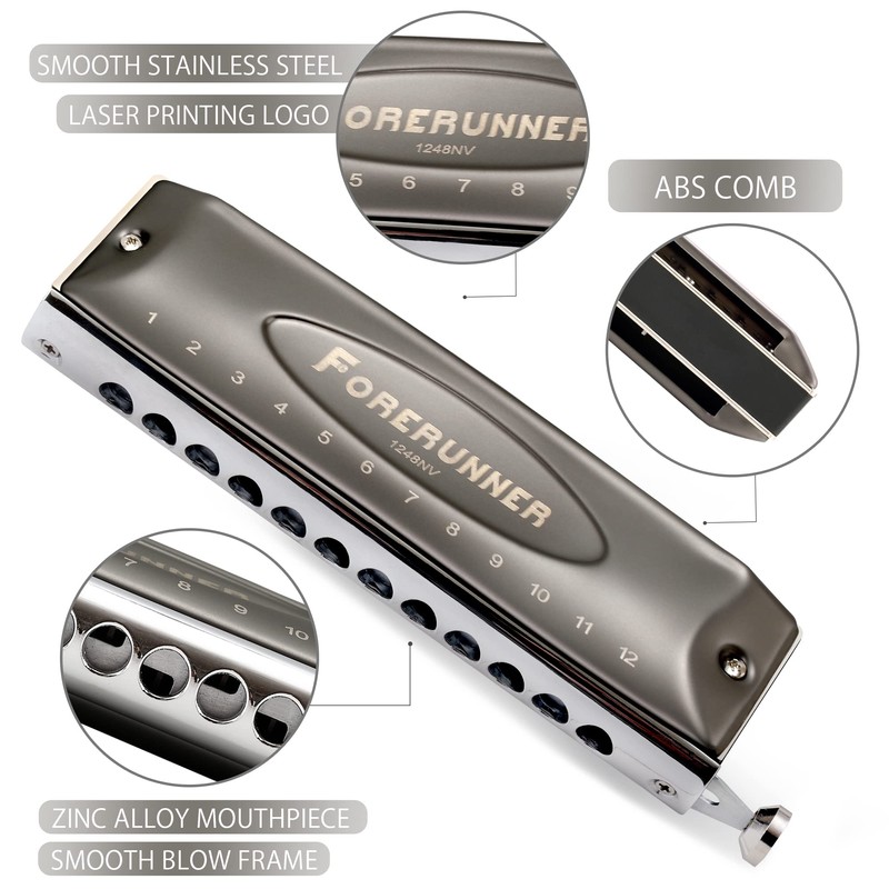 East top Chromatic Harmonica,12-Hole 48 Tones C Key Mouth Organ