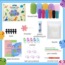 BoloShine Beginners Crochet Kits for Adults, DIY Keychain with Crocheting Book Video Tutorials, Amigurumi Crafts Set with Hooks and Yarns for Starters, Wild Animals Knitting Kit - Salamander
