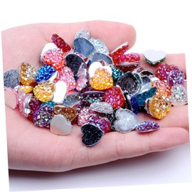 STOBOK 40pcs Mixed Heart Shape Flatback Resin Rhinestones for Crafts and Scrapbooking Decoration Texture Beads for Personalizing Bags Garments and Nail Art