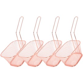 4Pcs Stainless Steel Frying Net Basket Cooking Strainer for French Fries Food Kitchen ToolRose Gold