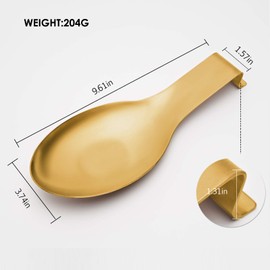 Pretty Jolly Stainless Steel Gold Spoon Rest for Kitchen Counter Cooking Utensil Rest Spoon Ladle Holder for Stove Top Rust Resistant Large Size Spatula Rest Dishwasher Safe 9.61 x 3.74 Inch(2PCS)