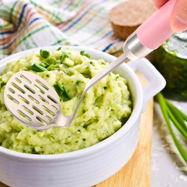 PRETYZOOM Machacador De Papas Inoxidable Para Cocina Herramienta Manual Ergonomica Ideal Para Patatas Zanahorias Y Frutas FáCil De Limpiar DiseñO PráCtico