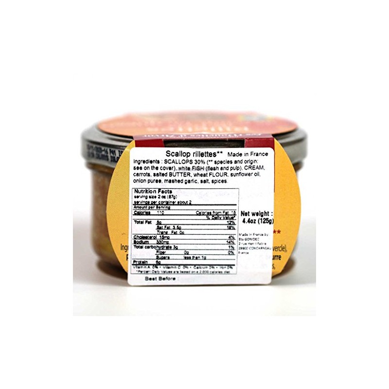Les Mouettes d'Arvor, Scallop Rillettes, 125g (4.4oz) Jar