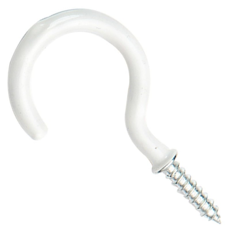 Lyxtiorn 50 Pack 7/8" White Carbon Steel Screw Hooks for