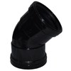 Double Socket Pushfit Soil Pipe 45 Degree Bend - Black