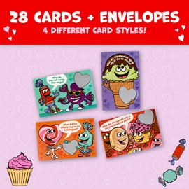 Peaceable Kingdom Valentines Cards for Kids Classroom, Set of 28 Valentines Day Gifts - Scratch off Jokes