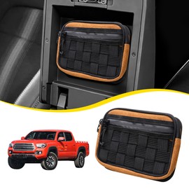 RERPRO Center Console Organizer Storage Compatible with 2024 2025 Toyota Tacoma 4th Gen 2025 Toyota 4Runner 6th Gen Accessories Console Organizer Armrest Hidden Bag with Tactical Molle Panel, Orange