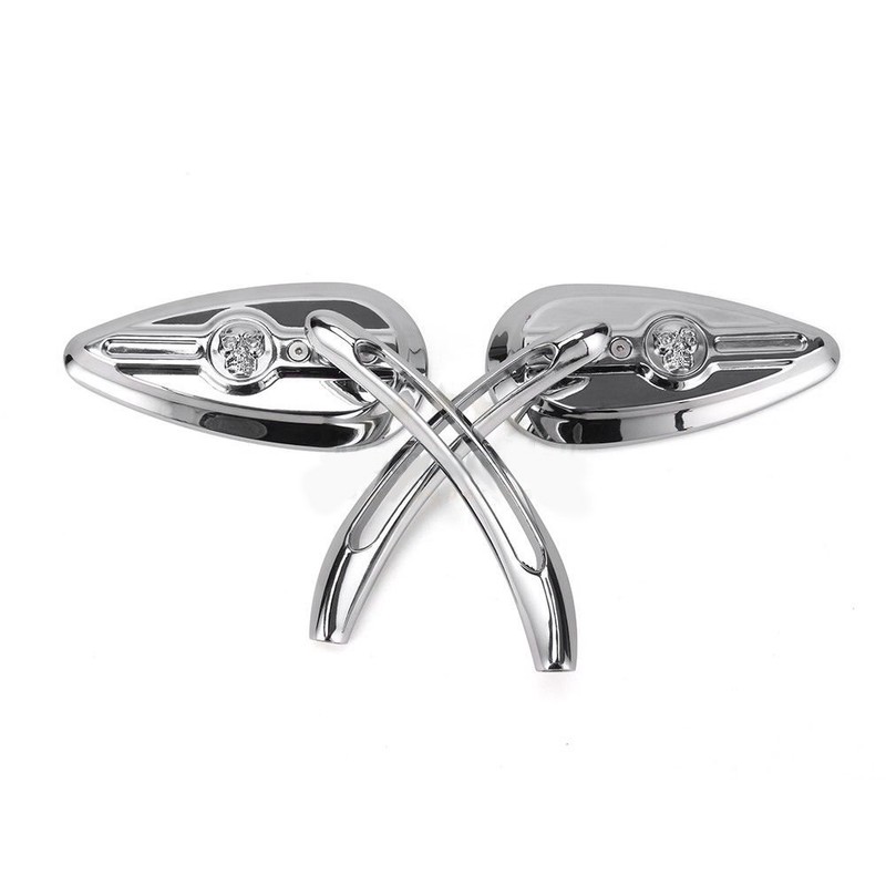 Chrome Skull Teardrop Aluminum Rearview Side Mirrors fits for Harley
