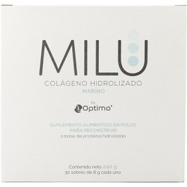 MILU | Colágeno Hidrolizado Marino - Granulado | Suplementos Alimenticios Sin Saborizante - Sin Olor - Sin Azúcar | Piel, Cabello y Uñas | 30 sobres individuales de 8 g (1 caja)