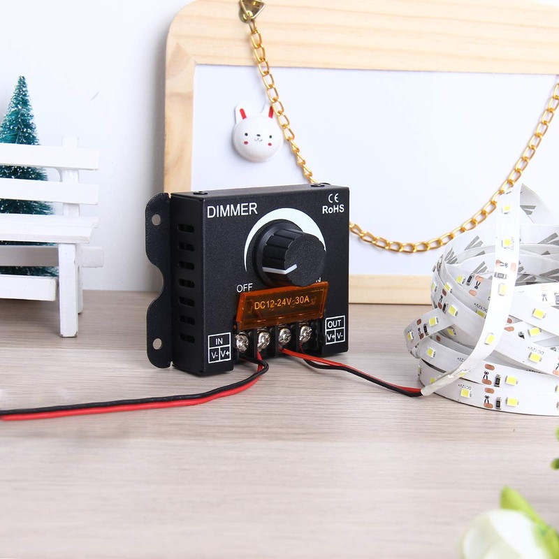 SUPERNIGHT LED Light Strip Dimmer, DC12V-24V 30A PWM Dimming Controller