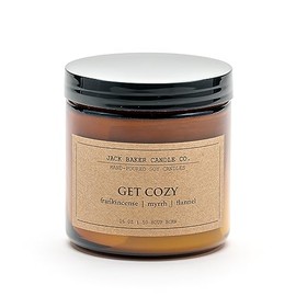 Jack Baker Candle Co. Get Cozy Candle, Made with Soy Wax and Essential Oils, Frankincense & Myrrh & Flannel Fragrance, 16 oz.