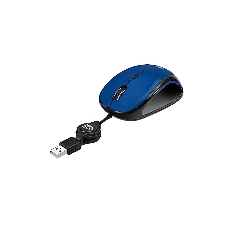 Adesso Ergonomic iMouse S8 - Retractable Optical USB Mouse (Blue)