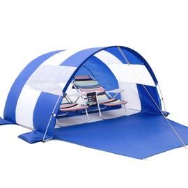 Tenrai Large Portable Beach Tent, Beach Shade for 2-4 People, Easy Setup Sun Shelter Canopy, UV Protection, Fights 15 Mph Winds