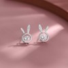 MIKAMU Women's Rabbit Earrings, Diamond, 925 Silver, Sterling Silver, Hypoallergenic,