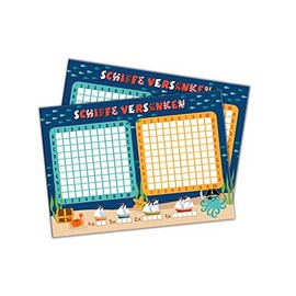 Junaversum 10 Game Blocks Ships Sinking / Pads DIN A6 (Octopus Pirate) 25 Sheets Each