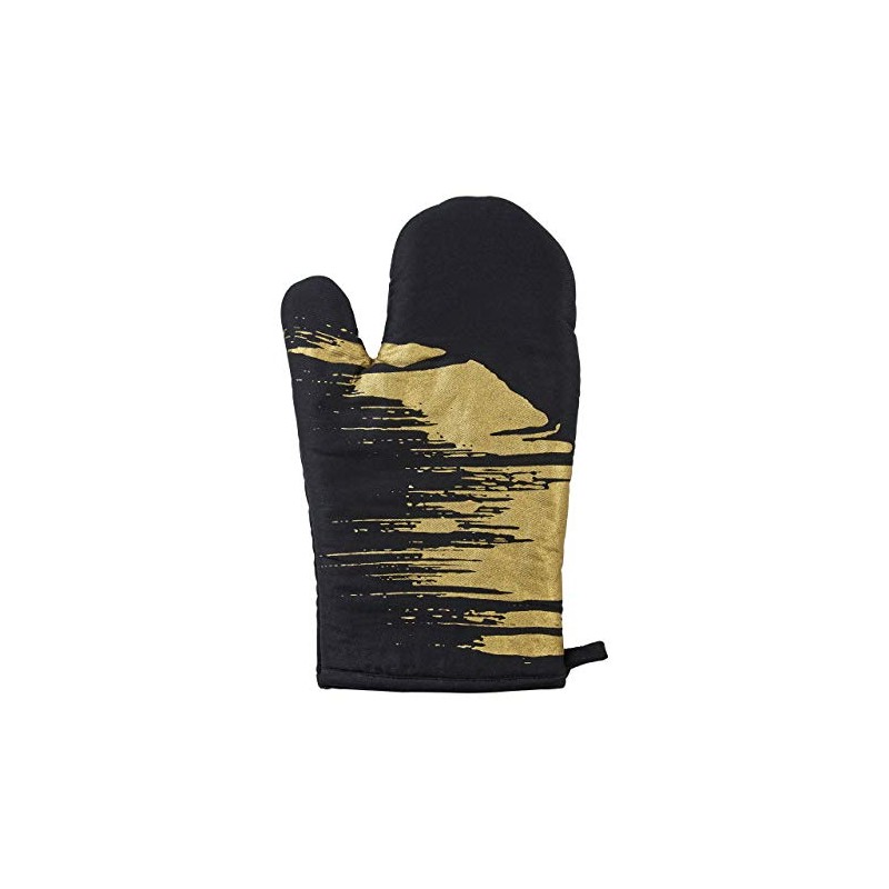 Premier Housewares Oven Glove, Cotton, Black/Gold, Single