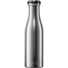 Lurch 240929 Isolierflasche/Thermoflasche für heiße und kalte Getränke aus doppelwandigem, gesandstrahltem Edelstahl 0,5l