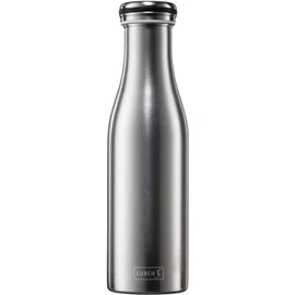 Lurch 240929 Isolierflasche/Thermoflasche für heiße und kalte Getränke aus doppelwandigem, gesandstrahltem Edelstahl 0,5l