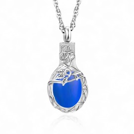 Tree of Life Urn Necklace for Ashes Teardrop Cremation Jewelry with Crystal Love Memorial Jewelry Ash Holder Birthstone Necklaces for Ashes Remembrance Funeral Pendant