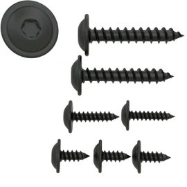 Auprotec Tapping Screws, Flat Head, with Disc, Torx, Black, Galvanised, DIN 7049