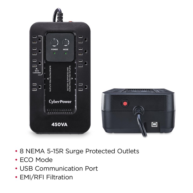 CyberPower EC450G Ecologic Battery Backup & Surge Protector UPS System,