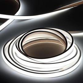 pcningled 6.56 ft AC 110V LED Strip Lights 2m IP67 Waterproof COB LED Light Strip 6000K Cool White LED Lights Cuttable for Bedroom Kitchen Cabinets Mirror Indoor Decor (Cold White, 6.56ft)