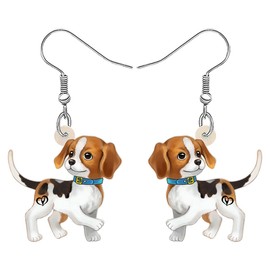 BONSNY Acrylic Dangling Novelty Fun Adorable Cute Dog Breeds Pets Earrings Hypoallergenic Designer Jewelry Gifts For Women (Beagle)