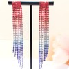Atifober Long Rhinestone Earrings Red White and Blue earrings Dangling