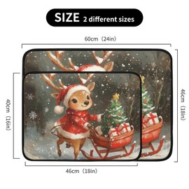Christmas Deer Dish Drying Mat - 18" x 24" Microfiber Dish Mat Absorbent Drying Pad Heat-resistant Dish Drainer Mats for Kitchen Countertop