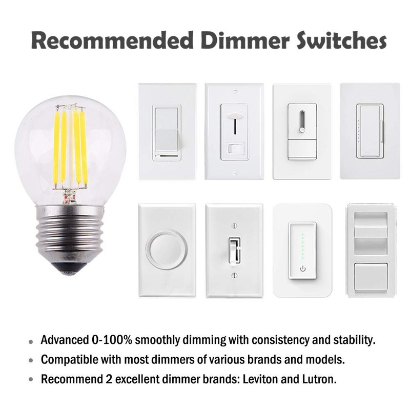 A15/G45 LED Bulb, 4 Watts Dimmable Mini Globe Style Bulb,