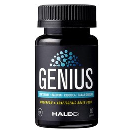 HALEO GENIUS Adaptogen, Yamabushitake Rhodiola Rosea, Bacopamoniella Ginseng, 90 Capsules
