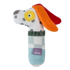 Natural Dog Rod Rattle - Grasping Toy with Rattle and Organic Cotton (kbA) - Playfully Promotes Early Childhood Learning - A Faithful Companion for Babies and Toddlers from 0+ Months