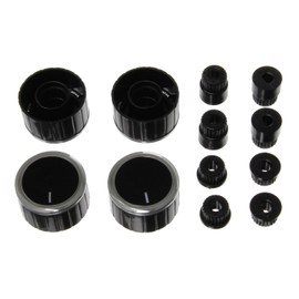 Paxanpax PCK686 Universal Black/Stainless Steel Oven Knob Kit with Two Adapters - Pack of 4