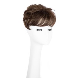 Hair Toppers for Women Short Hair Topper with Bangs Pixie Thining Hair Fluffy Pixie Hair for Women with Bangs Synthetic Hair Pieces for Thinning Hair Side Part Hair Toppers Rose Net 5x6 Inch for Women Daily Use Loose Wave Wig Artificial Wig:_6/8#