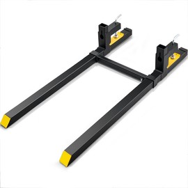 VEVOR Pallet Forks, 4000 lbs Clamp on Pallet Forks, 60" Total Length Heavy Duty Pallet Forks with Adjustable Stabilizer Bar, Tractor Bucket Forks for Tractor Attachments, Skid Steer, Loader Bucket:_43 inch adjustable_2000 lbs