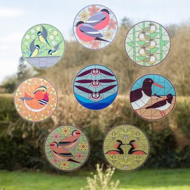 I Like Birds Static Cling Window Stickers for Glass 8 Pack - Small Stained Glass Window Stickers