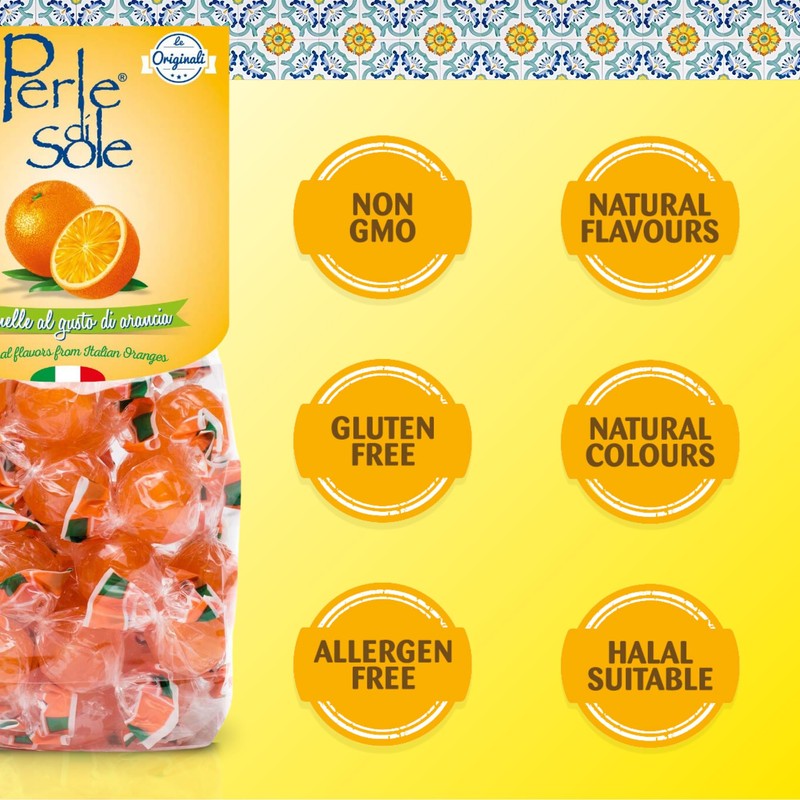Perle di Sole Orange Flavored Hard Candies 200g - Caramelle